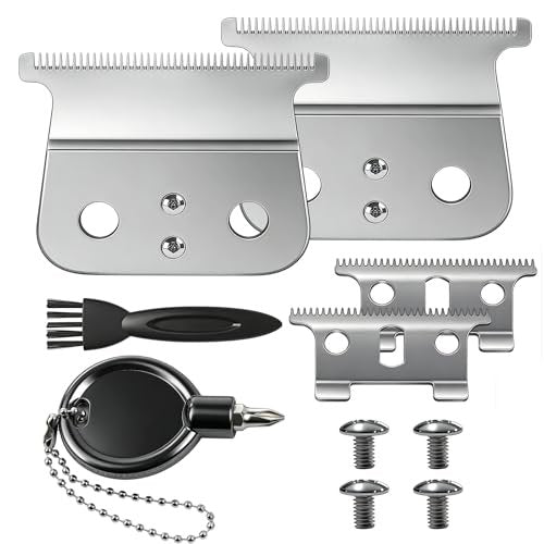 T-Blade Replacement Compatible with Andis T-Outliners GTO, GTX, GO and SLS Trimmers – 2 Count (Silver, Stainless Steel) Avelisse