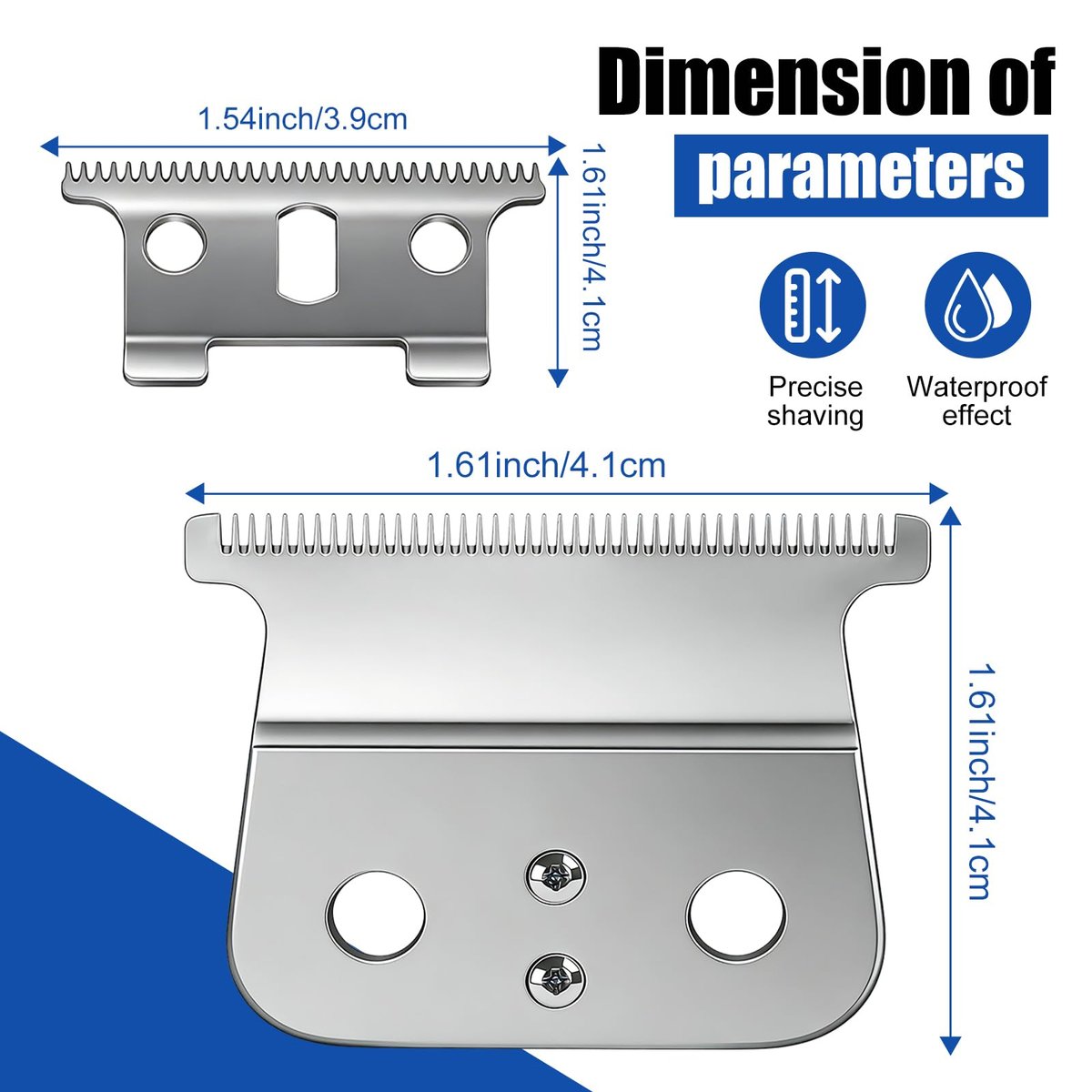 T-Blade Replacement Compatible with Andis T-Outliners GTO, GTX, GO and SLS Trimmers – 2 Count (Silver, Stainless Steel) Avelisse