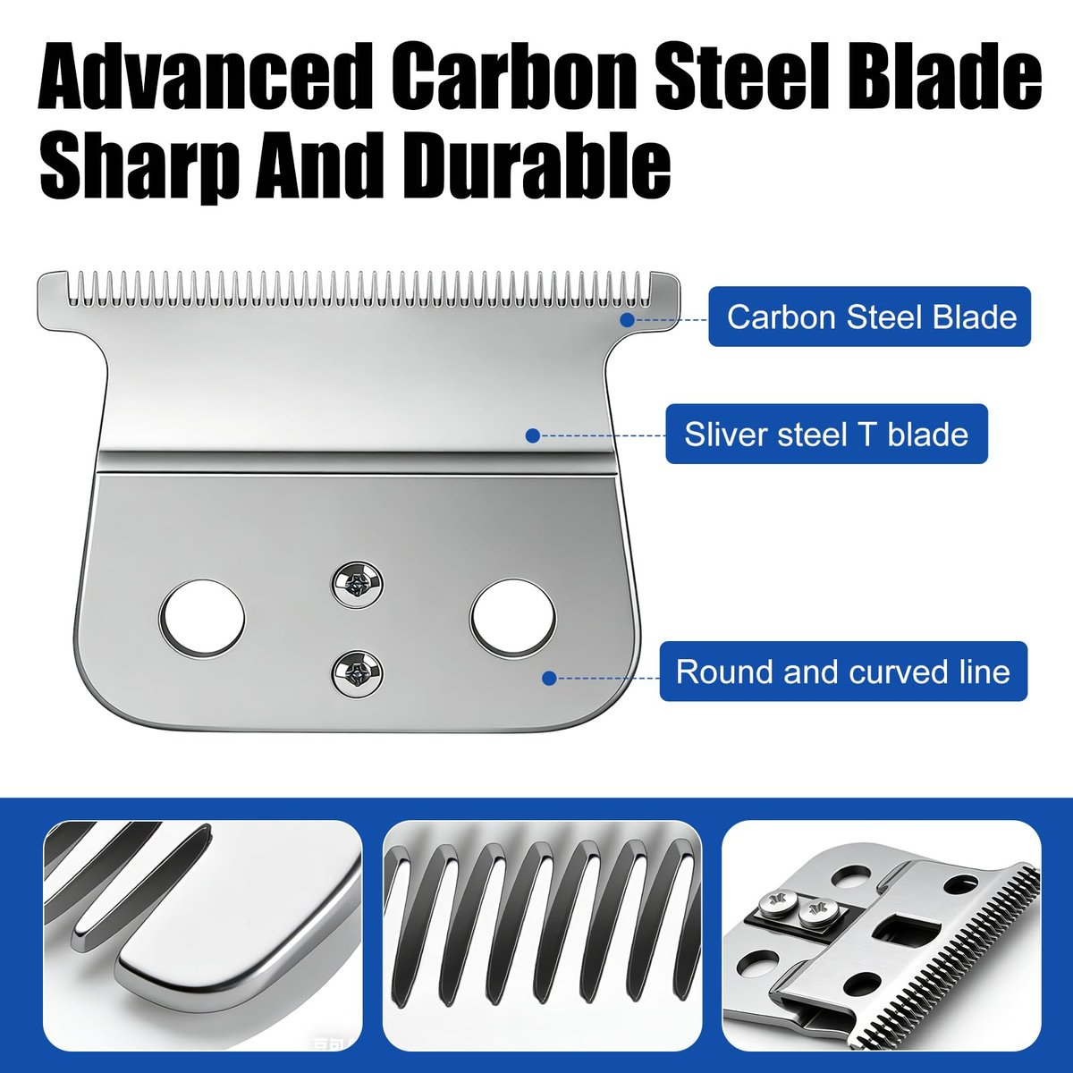 T-Blade Replacement Compatible with Andis T-Outliners GTO, GTX, GO and SLS Trimmers – 2 Count (Silver, Stainless Steel) Avelisse