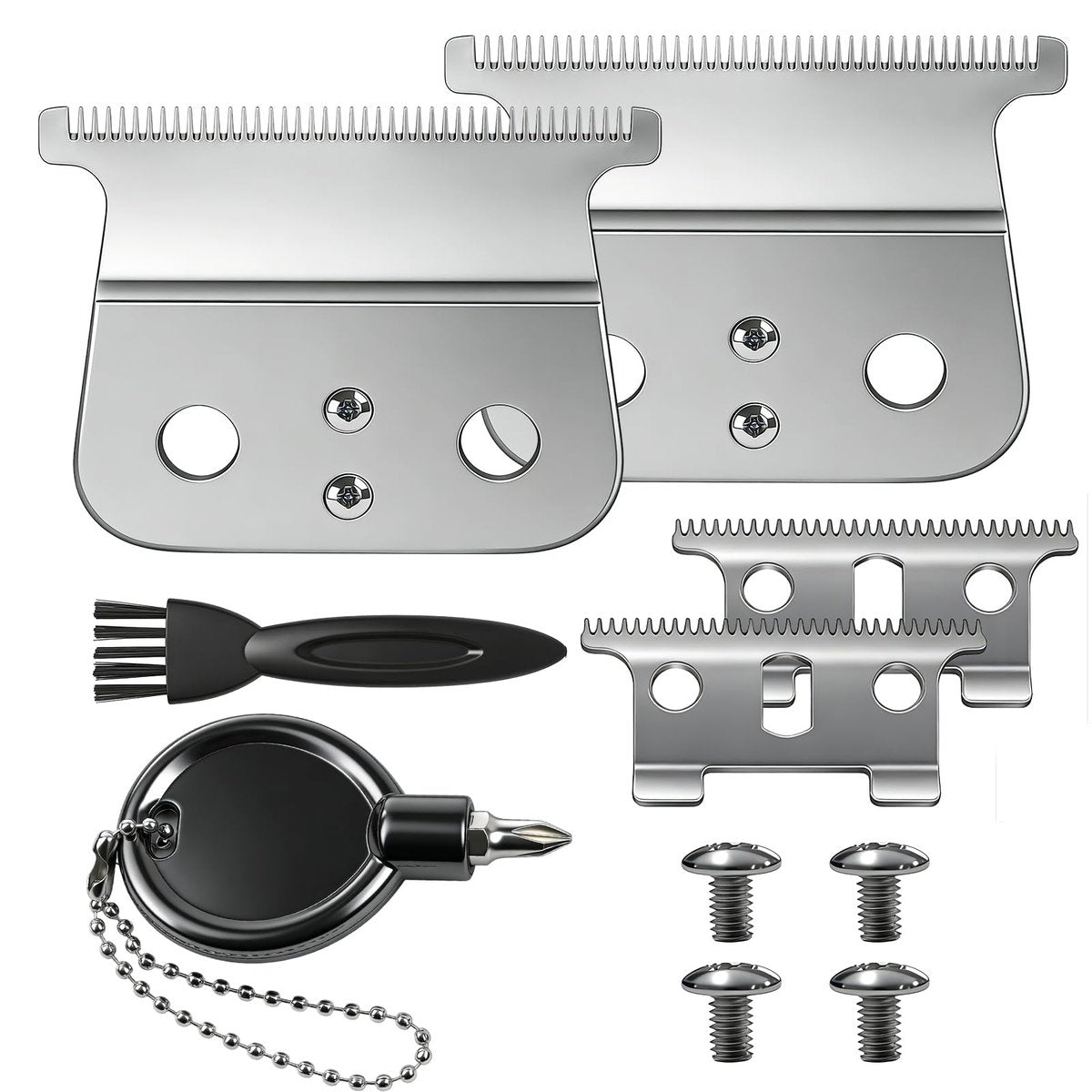 T-Blade Replacement Compatible with Andis T-Outliners GTO, GTX, GO and SLS Trimmers – 2 Count (Silver, Stainless Steel) Avelisse