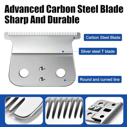 T-Blade Replacement Compatible with Andis T-Outliners GTO, GTX, GO and SLS Trimmers – 2 Count (Silver, Stainless Steel) Avelisse