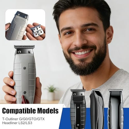 T-Blade Replacement Compatible with Andis T-Outliners GTO, GTX, GO and SLS Trimmers – 2 Count (Silver, Stainless Steel) Avelisse