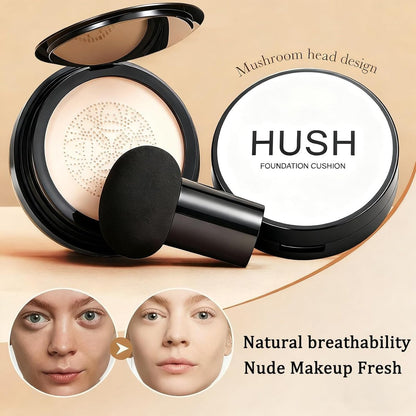Hush Makeup Foundation for Older Women - Warm (Light/Medium Complexions) - Mushroom Head Air Cushion CC Cream Full Coverage BB Cream, Moisturizing Corrector for Mature Skin, 0.63 Fl Oz Avelisse