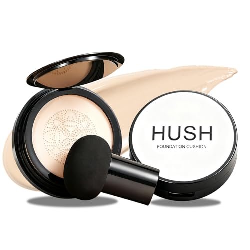 Hush Makeup Foundation for Older Women - Warm (Light/Medium Complexions) - Mushroom Head Air Cushion CC Cream Full Coverage BB Cream, Moisturizing Corrector for Mature Skin, 0.63 Fl Oz Avelisse