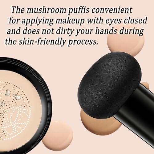 Hush Makeup Foundation for Older Women - Warm (Light/Medium Complexions) - Mushroom Head Air Cushion CC Cream Full Coverage BB Cream, Moisturizing Corrector for Mature Skin, 0.63 Fl Oz Avelisse