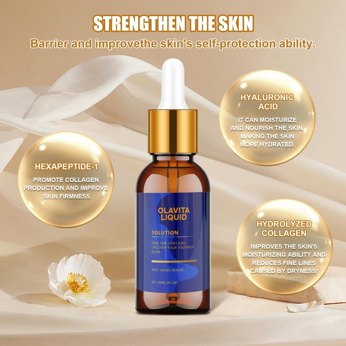 Olavita Liquid Anti-Aging Serum with Vitamin C & E - Diminishes Fine Lines & Wrinkles for Youthful Glow (2-Pack) - görsel 5