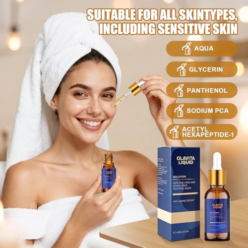 Olavita Liquid Anti-Aging Serum with Vitamin C & E - Diminishes Fine Lines & Wrinkles for Youthful Glow (2-Pack) - görsel 4