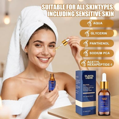 Olavita Liquid Anti-Aging Serum with Vitamin C & E - Diminishes Fine Lines & Wrinkles for Youthful Glow (2-Pack)