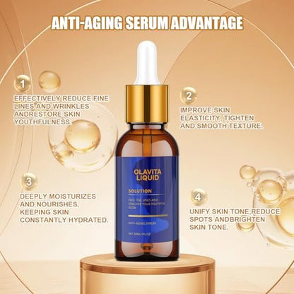 Olavita Liquid Anti-Aging Serum with Vitamin C & E - Diminishes Fine Lines & Wrinkles for Youthful Glow (2-Pack)