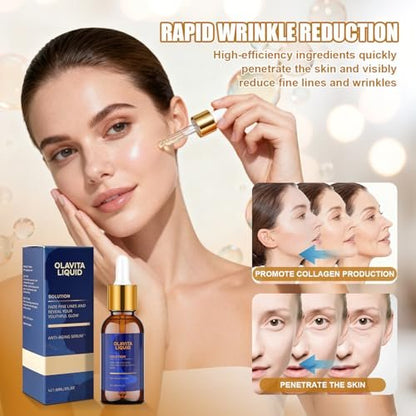 Olavita Liquid Anti-Aging Serum with Vitamin C & E - Diminishes Fine Lines & Wrinkles for Youthful Glow (2-Pack)