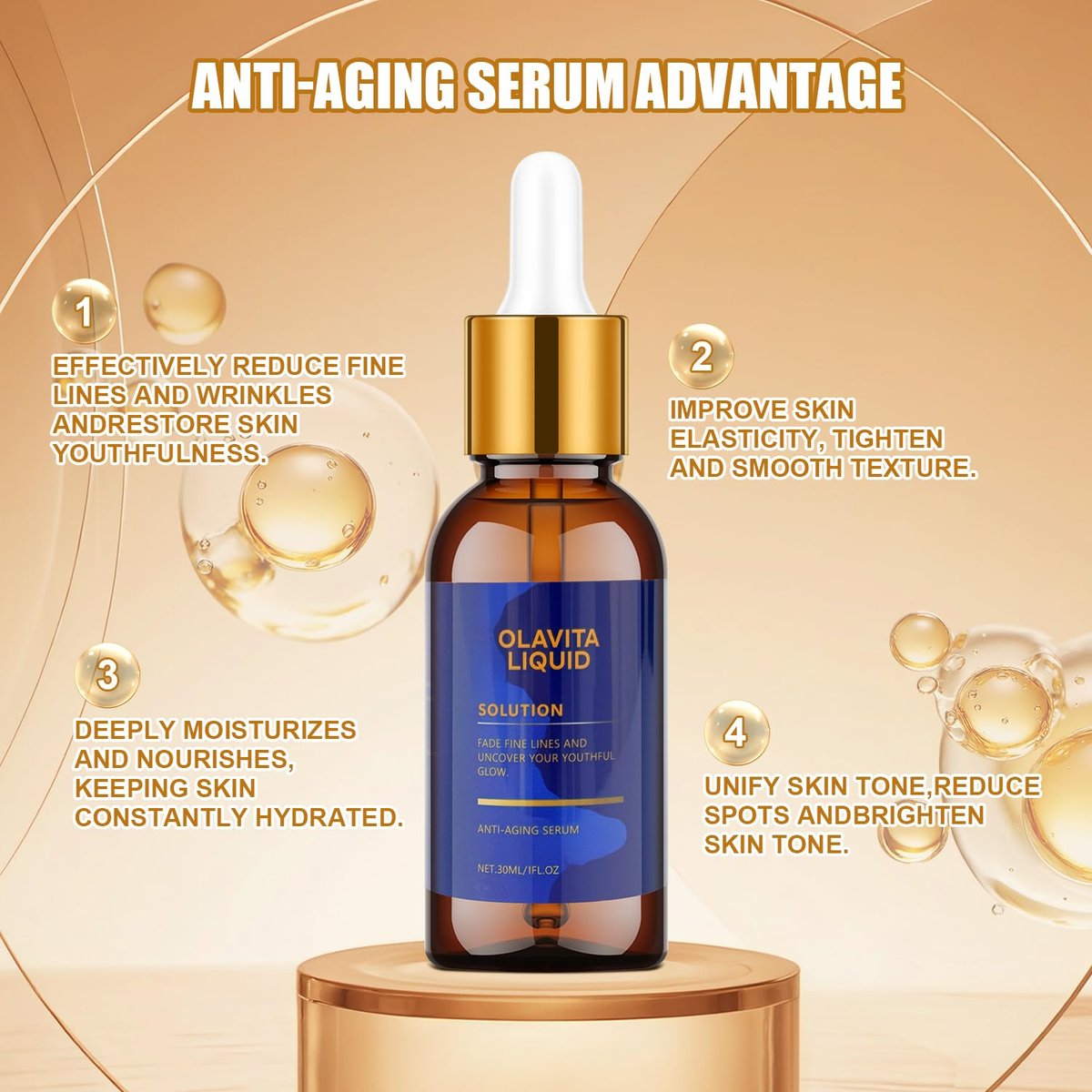 Olavita Liquid Anti-Aging Serum with Vitamin C & E - Diminishes Fine Lines & Wrinkles for Youthful Glow (2-Pack) - görsel 11