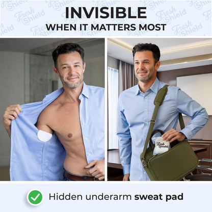 120 Underarm Sweat Pads with Travel Bag for Women and Men, Ultra-Thin Curve-Fit Cotton Disposable Armpit Pads for Discreet/Invisible Wear
