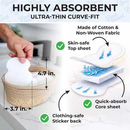 120 Underarm Sweat Pads with Travel Bag for Women and Men, Ultra-Thin Curve-Fit Cotton Disposable Armpit Pads for Discreet/Invisible Wear