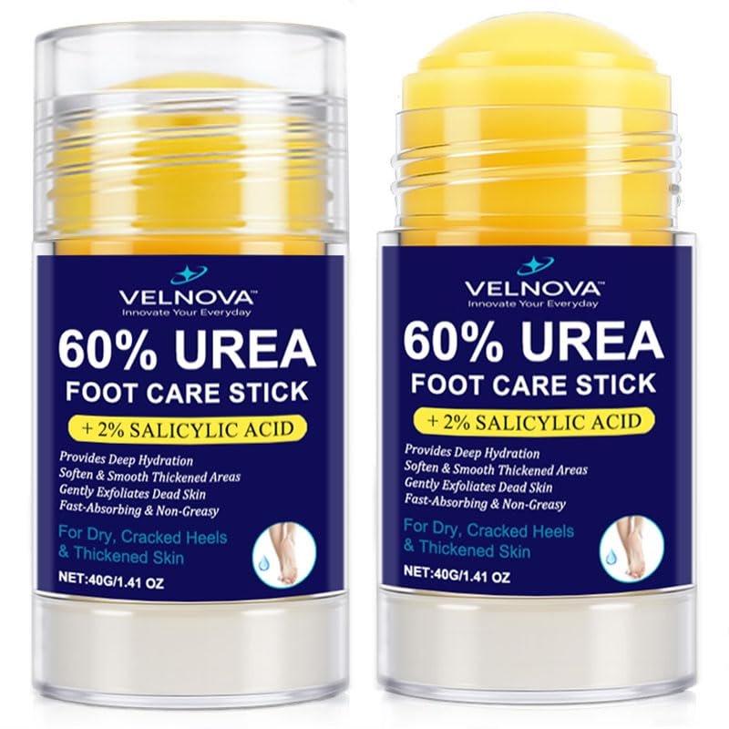 VELNOVA 60% Urea Foot Care Stick with 2% Salicylic Acid – Maximum Strength Callus Remover & Foot Cream for Dry Cracked Heels – Exfoliating Moisturizer, Non-Greasy – 1.41 oz - görsel 3