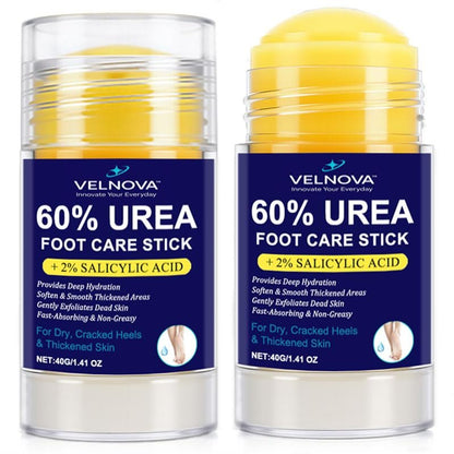 VELNOVA 60% Urea Foot Care Stick with 2% Salicylic Acid – Maximum Strength Callus Remover & Foot Cream for Dry Cracked Heels – Exfoliating Moisturizer, Non-Greasy – 1.41 oz