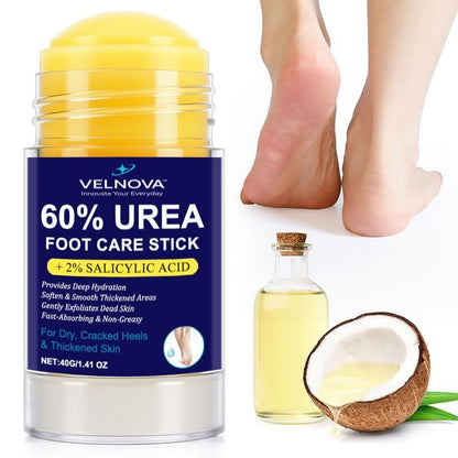 VELNOVA 60% Urea Foot Care Stick with 2% Salicylic Acid – Maximum Strength Callus Remover & Foot Cream for Dry Cracked Heels – Exfoliating Moisturizer, Non-Greasy – 1.41 oz