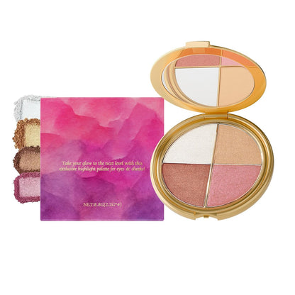 4-in-1 Eye & Cheek Highlighting Palette - Matte & Shimmer Contour Kit for Flawless Glow & Definition, Beginner-Friendly, Long-Lasting & Travel-Ready