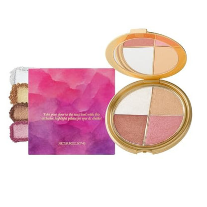 4-in-1 Eye & Cheek Highlighting Palette - Matte & Shimmer Contour Kit for Flawless Glow & Definition, Beginner-Friendly, Long-Lasting & Travel-Ready