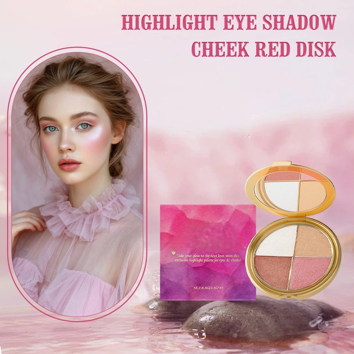 4-in-1 Eye & Cheek Highlighting Palette - Matte & Shimmer Contour Kit for Flawless Glow & Definition, Beginner-Friendly, Long-Lasting & Travel-Ready - görsel 5