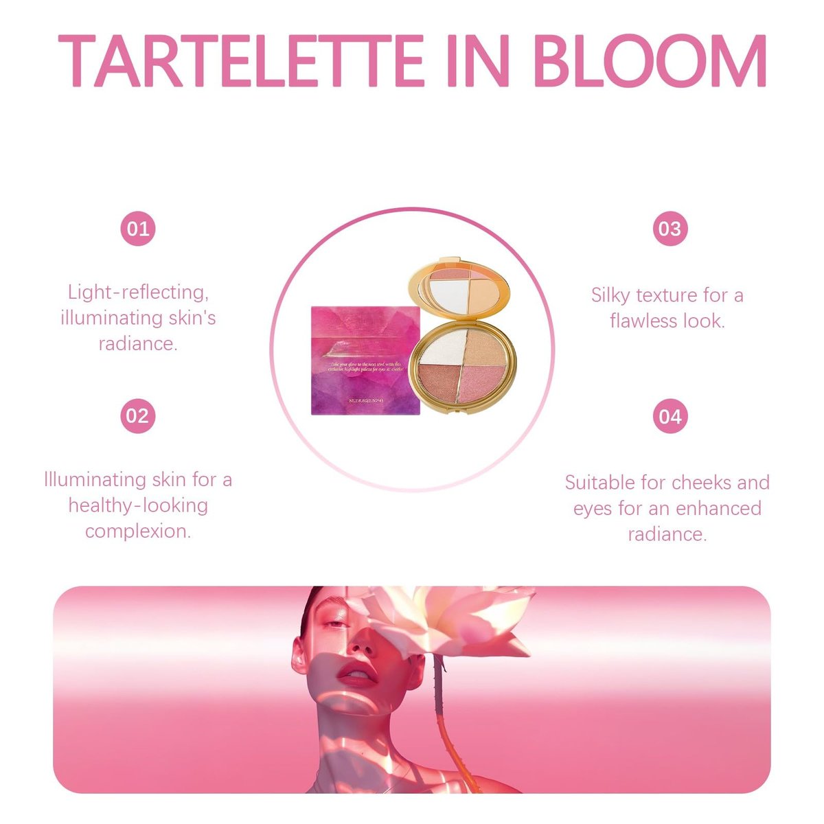 4-in-1 Eye & Cheek Highlighting Palette - Matte & Shimmer Contour Kit for Flawless Glow & Definition, Beginner-Friendly, Long-Lasting & Travel-Ready - görsel 7