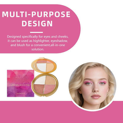 4-in-1 Eye & Cheek Highlighting Palette - Matte & Shimmer Contour Kit for Flawless Glow & Definition, Beginner-Friendly, Long-Lasting & Travel-Ready