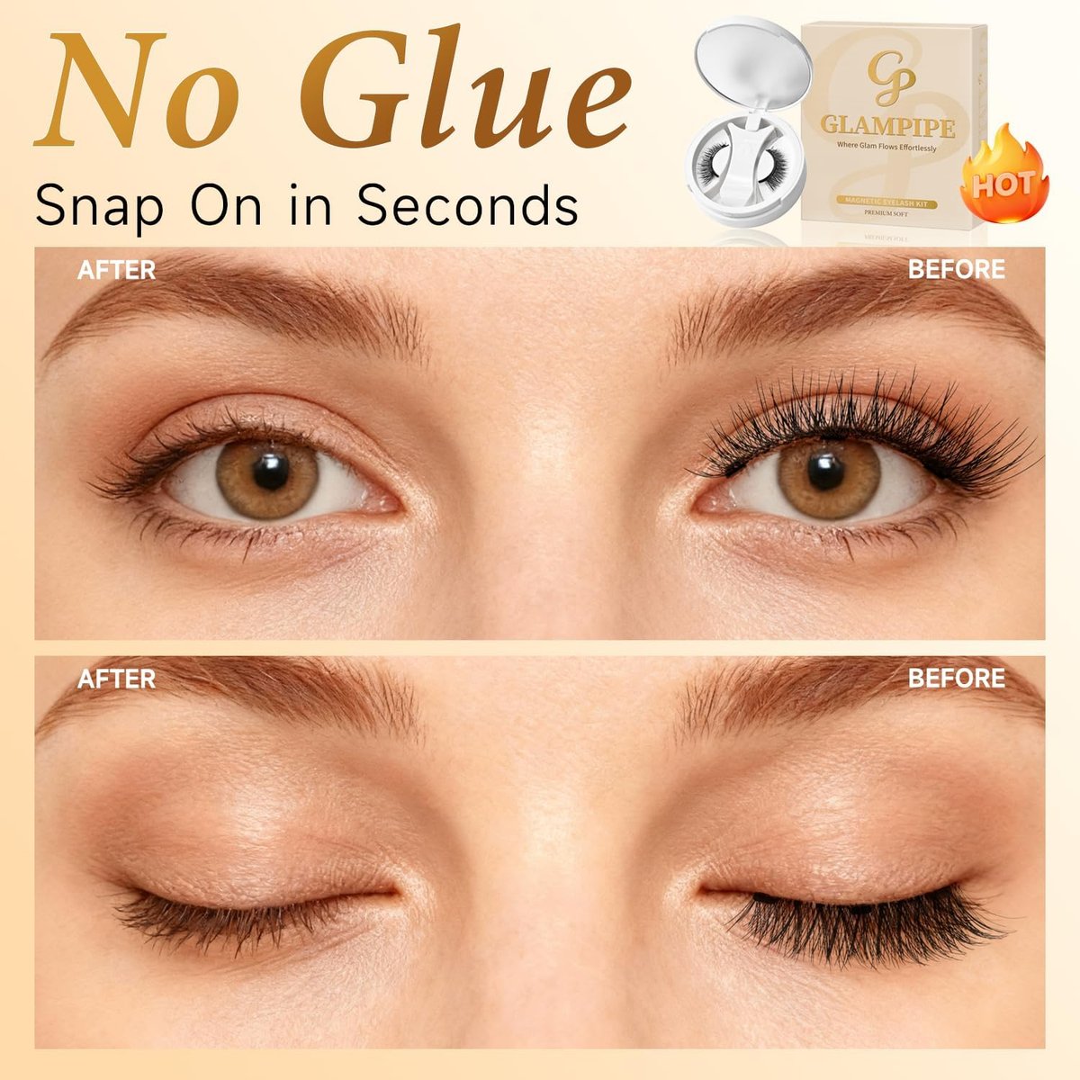 Magnetic Eyelashes Without Eyeliner - No Glue Magnetic Lashes with Applicator, Reusable Natural Look Lashes, Lightweight & Comfortable Avelisse
