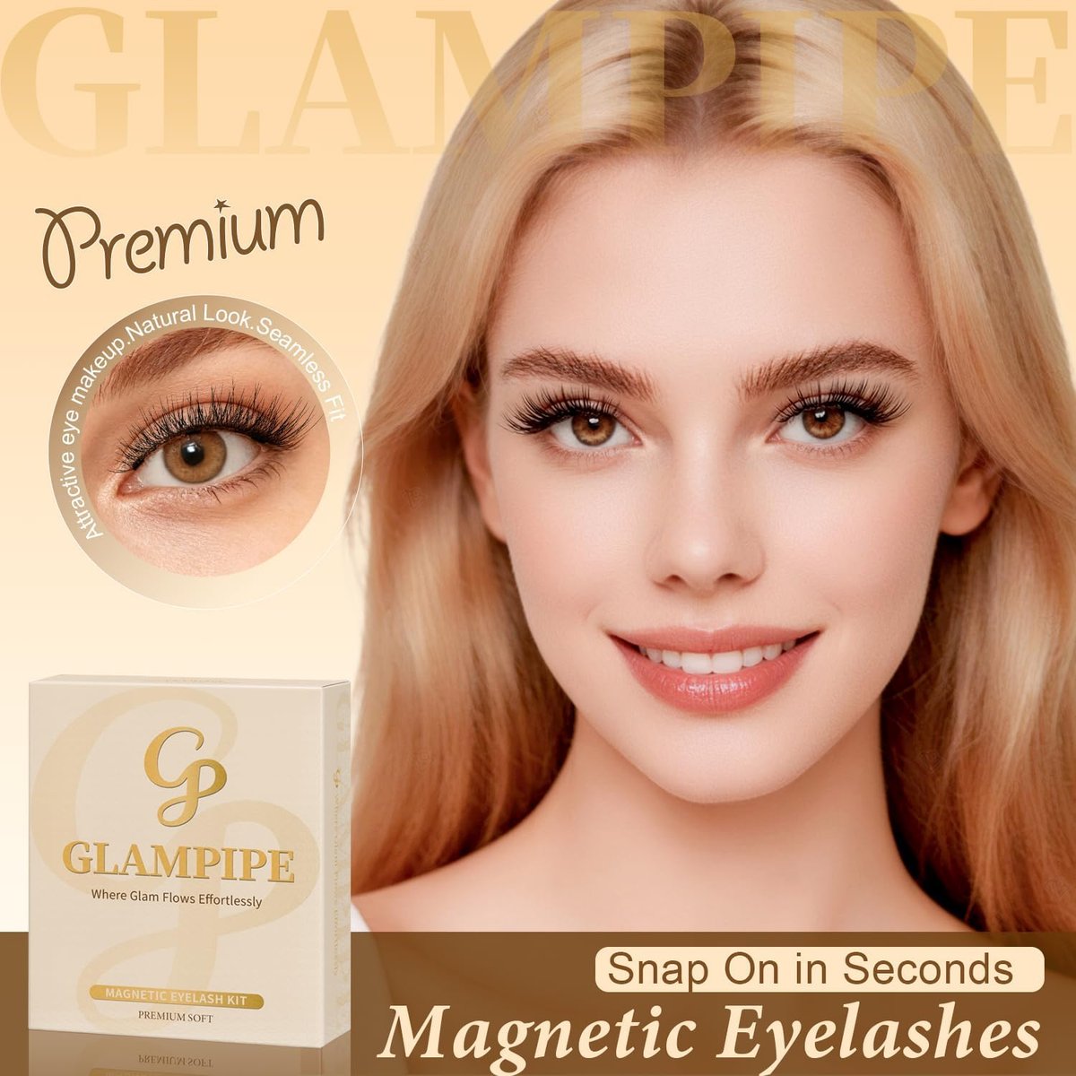 Magnetic Eyelashes Without Eyeliner - No Glue Magnetic Lashes with Applicator, Reusable Natural Look Lashes, Lightweight & Comfortable Avelisse