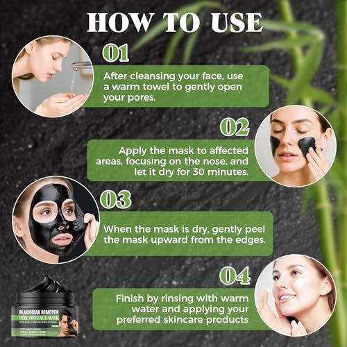 Tailgenci Blackhead Remover Mask – Charcoal Peel Off Face Mask for Deep Pore Cleansing, Removes Acne & Blackheads for Men & Women, 4.23 Oz - görsel 12