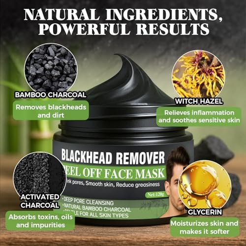 Tailgenci Blackhead Remover Mask – Charcoal Peel Off Face Mask for Deep Pore Cleansing, Removes Acne & Blackheads for Men & Women, 4.23 Oz - görsel 6