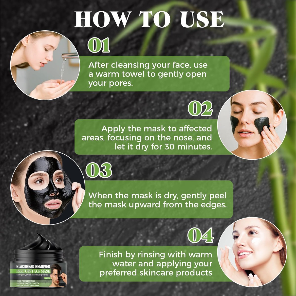 Tailgenci Blackhead Remover Mask – Charcoal Peel Off Face Mask for Deep Pore Cleansing, Removes Acne & Blackheads for Men & Women, 4.23 Oz - görsel 11