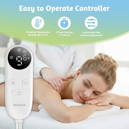 Professional Massage Table Warmer Heating Pad – 30" x 71" with 9 Timer & 9 Heat Settings, Overheat Protection, Thickened Soft Fleece for Spa & Massage Bed Avelisse