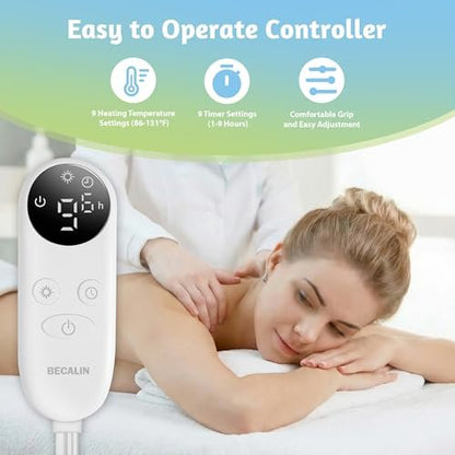 Professional Massage Table Warmer Heating Pad – 30" x 71" with 9 Timer & 9 Heat Settings, Overheat Protection, Thickened Soft Fleece for Spa & Massage Bed Avelisse