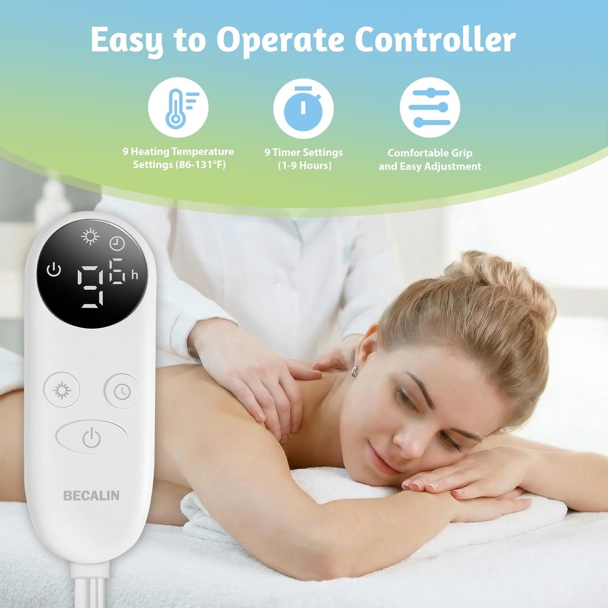 Professional Massage Table Warmer Heating Pad – 30" x 71" with 9 Timer & 9 Heat Settings, Overheat Protection, Thickened Soft Fleece for Spa & Massage Bed Avelisse