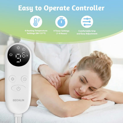 Professional Massage Table Warmer Heating Pad – 30" x 71" with 9 Timer & 9 Heat Settings, Overheat Protection, Thickened Soft Fleece for Spa & Massage Bed Avelisse