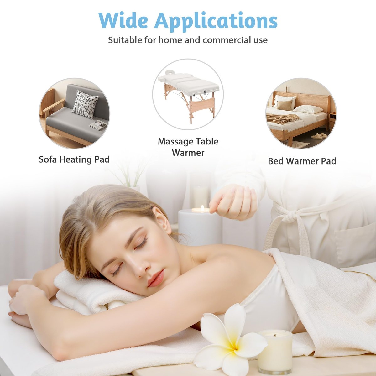 Professional Massage Table Warmer Heating Pad – 30" x 71" with 9 Timer & 9 Heat Settings, Overheat Protection, Thickened Soft Fleece for Spa & Massage Bed Avelisse