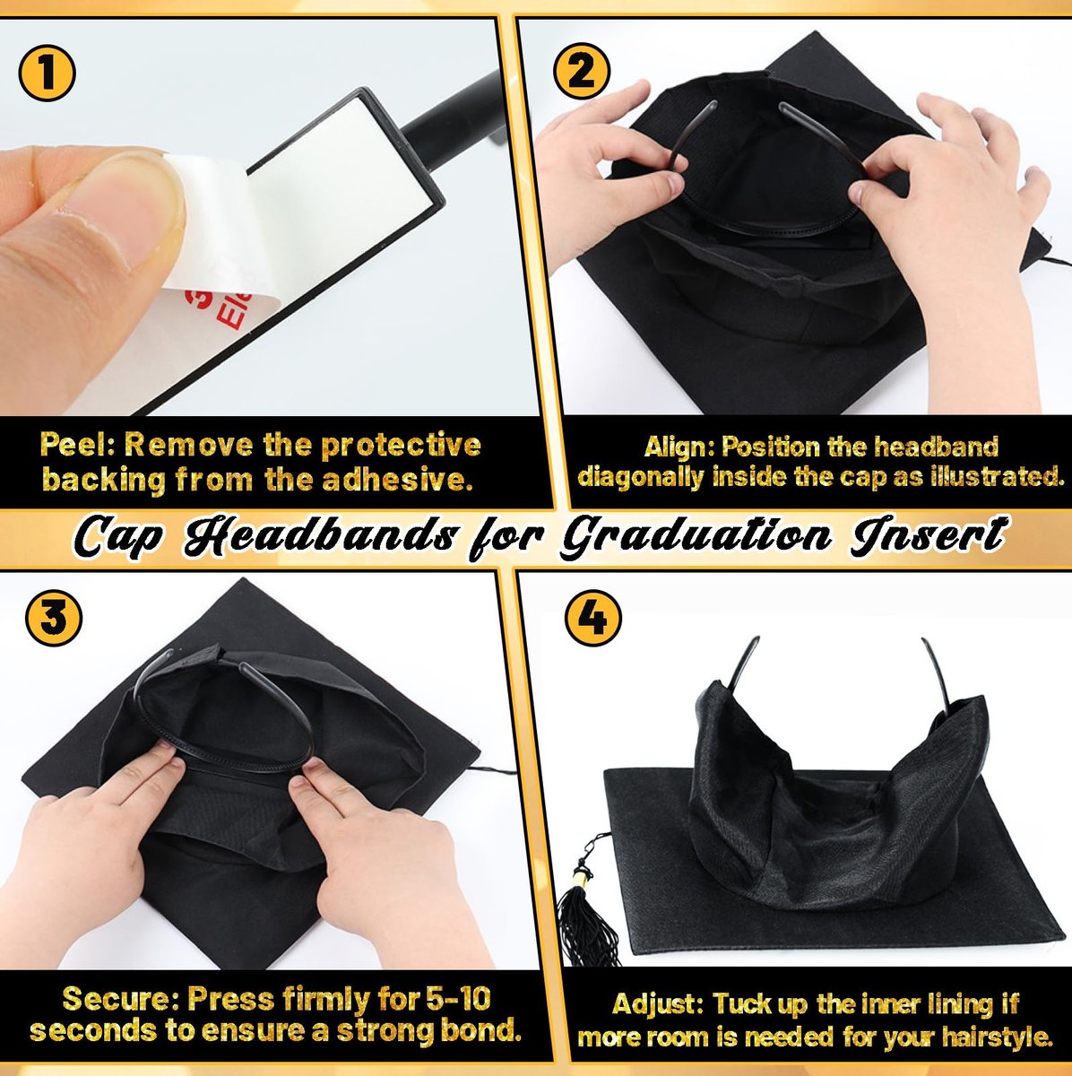 Sofeavo Graduation Cap Headband Insert - – Compatibility: Fits standard graduation caps – Image 11