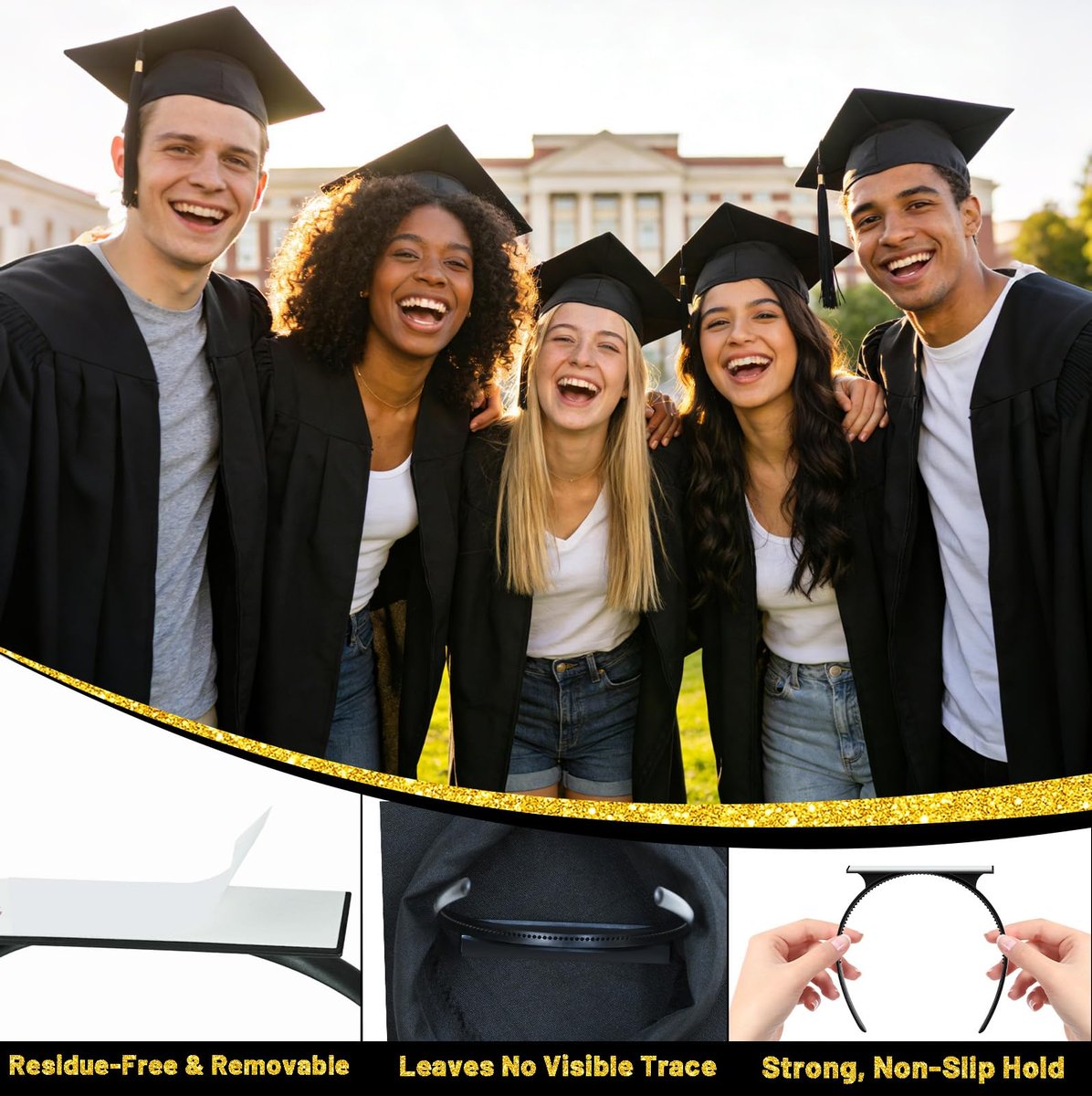 Sofeavo Graduation Cap Headband Insert - – Easy to Use: Simply slide the headband onto your head, position your – Image 5