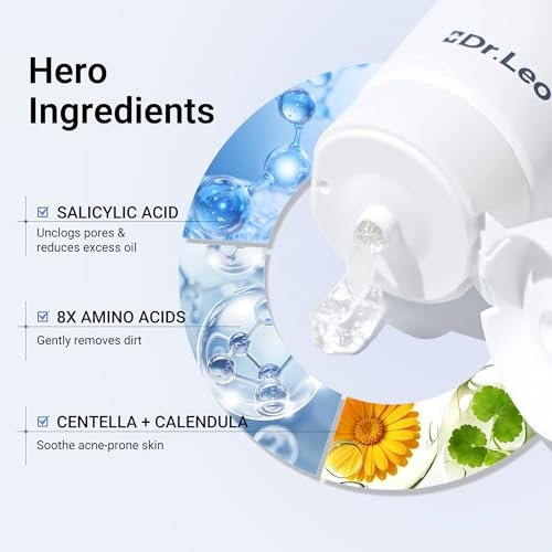 Dr.Leo Salicylic Acid Foaming Cleanser – Gentle Non-Irritating Face Wash for Oily, Combo & Acne-Prone Skin, 3X Crystal Jelly Deep Clean, Oil Control, Prevents Breakouts, 2.7 oz Avelisse