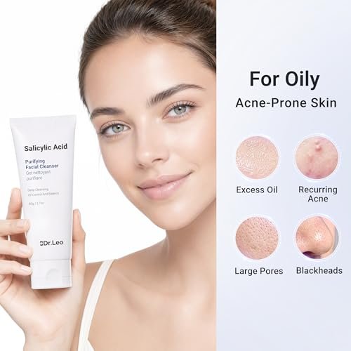 Dr.Leo Salicylic Acid Foaming Cleanser – Gentle Non-Irritating Face Wash for Oily, Combo & Acne-Prone Skin, 3X Crystal Jelly Deep Clean, Oil Control, Prevents Breakouts, 2.7 oz Avelisse