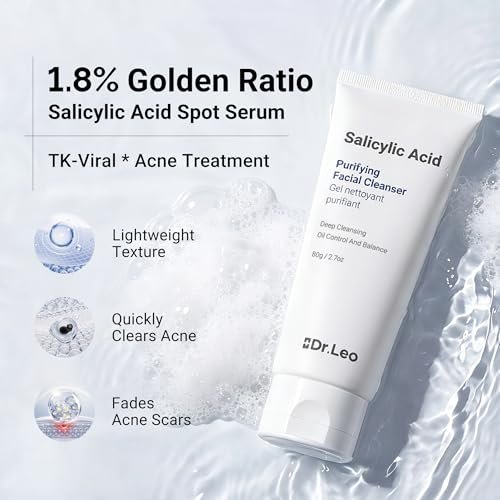 Dr.Leo Salicylic Acid Foaming Cleanser – Gentle Non-Irritating Face Wash for Oily, Combo & Acne-Prone Skin, 3X Crystal Jelly Deep Clean, Oil Control, Prevents Breakouts, 2.7 oz Avelisse