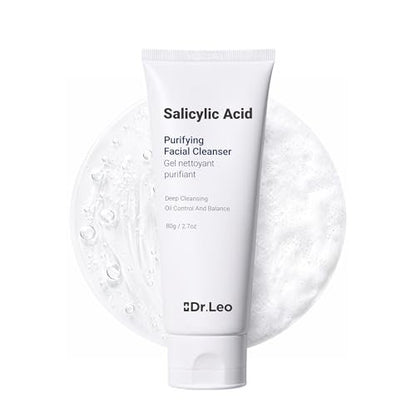 Dr.Leo Salicylic Acid Foaming Cleanser – Gentle Non-Irritating Face Wash for Oily, Combo & Acne-Prone Skin, 3X Crystal Jelly Deep Clean, Oil Control, Prevents Breakouts, 2.7 oz Avelisse