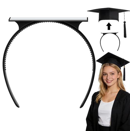 UV-BANS Graduation Cap Headband - Secure Your Grad Hat & Keep Your Hairstyle, Black Plastic Hairband for Graduates