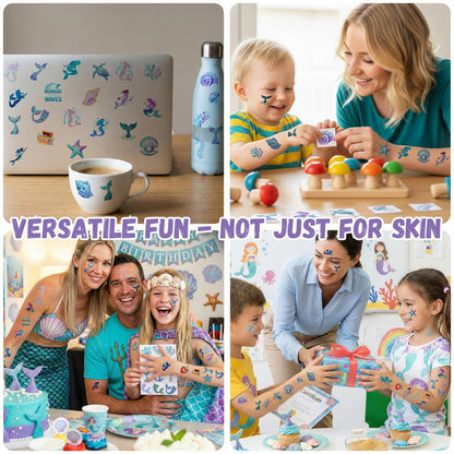 96PCS Mermaid Temporary Tattoos Stickers - Under The Sea Mermaid Themed Party Favors, Ocean Birthday Party Decorations Supplies & Gifts for Kids, Teens, Boys, Girls, Classroom Prizes & Rewards