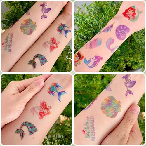 96PCS Mermaid Temporary Tattoos Stickers - Under The Sea Mermaid Themed Party Favors, Ocean Birthday Party Decorations Supplies & Gifts for Kids, Teens, Boys, Girls, Classroom Prizes & Rewards - görsel 12
