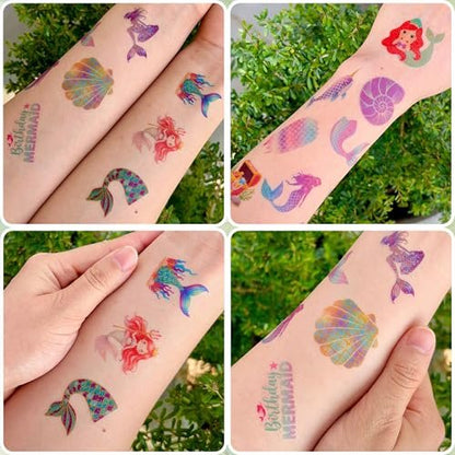 96PCS Mermaid Temporary Tattoos Stickers - Under The Sea Mermaid Themed Party Favors, Ocean Birthday Party Decorations Supplies & Gifts for Kids, Teens, Boys, Girls, Classroom Prizes & Rewards