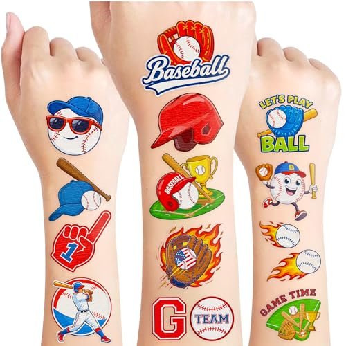 96PCS Baseball Temporary Tattoos Stickers – Sport Themed Party Favors for Kids, Teens, Adults – Baseball Birthday Party Decorations & Supplies - görsel 2