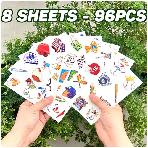96PCS Baseball Temporary Tattoos Stickers – Sport Themed Party Favors for Kids, Teens, Adults – Baseball Birthday Party Decorations & Supplies - görsel 10