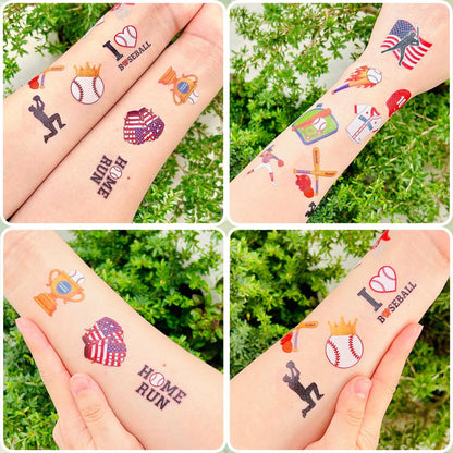 96PCS Baseball Temporary Tattoos Stickers – Sport Themed Party Favors for Kids, Teens, Adults – Baseball Birthday Party Decorations & Supplies