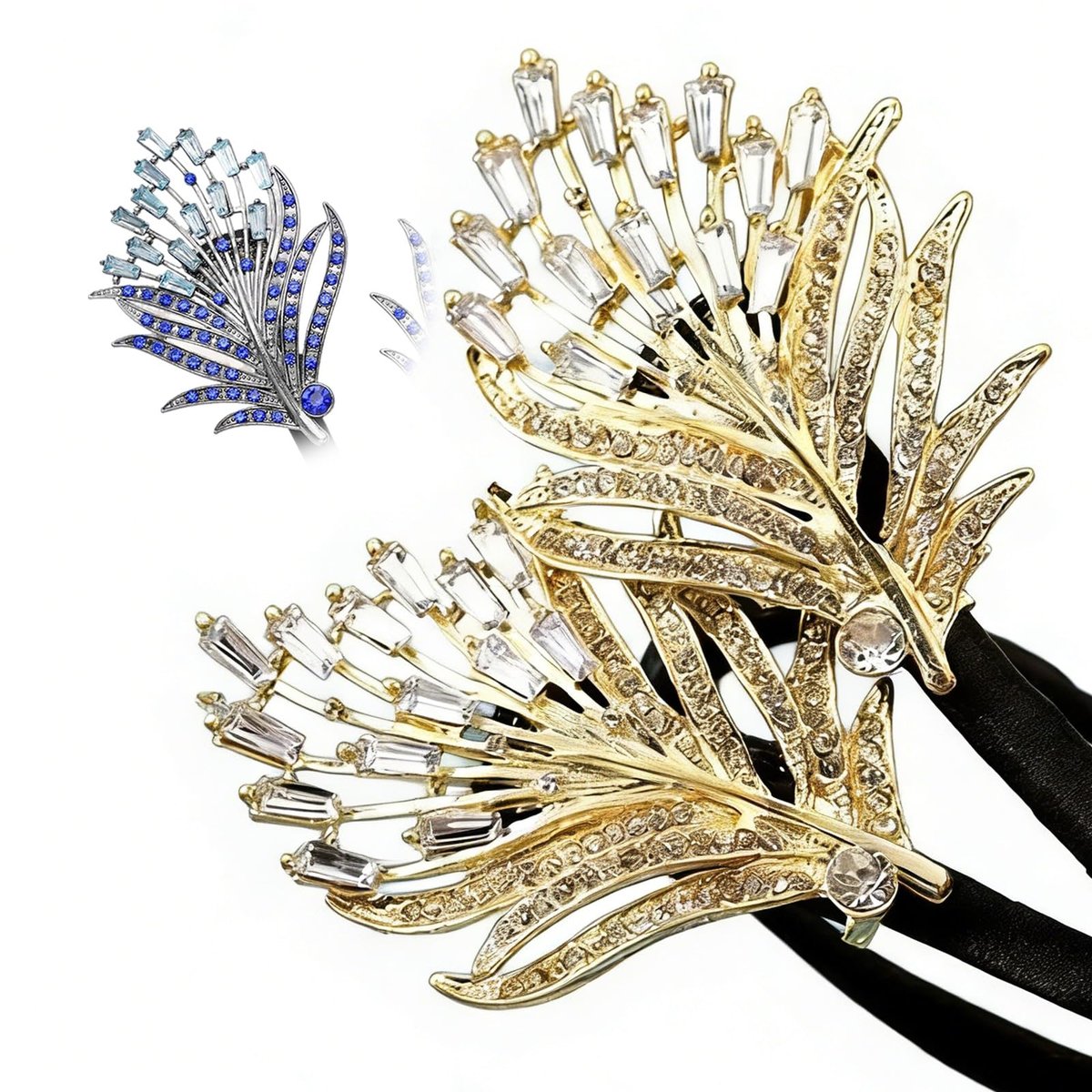 2 PCS Crystal Hair Bun Maker - Feather Rhinestone Hair Clips for Women, Easy Snap Roll Twist Hairstyle Tool for Long Hair, Elegant Lazy Hair Curler Bun Maker Accessories (Gold) - görsel 5