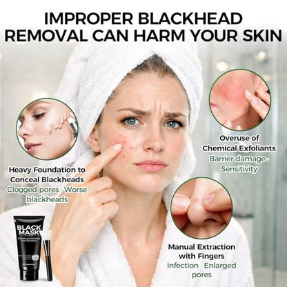 Balldanlu Blackhead Remover Mask Kit - 100ml Charcoal Peel Off Face Mask for Men & Women, Deep Cleansing Facial Mask for Oily & Combination Skin